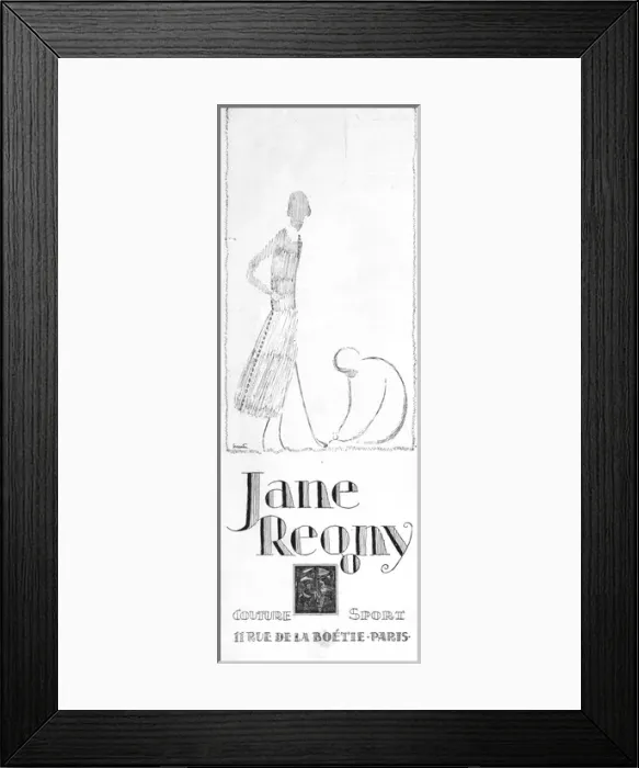 Framed Print : Advert for the Paris fashion house of Jane Regny, 1926 Framed Print : Advert for the Paris fashion house of Jane Regny, 1926