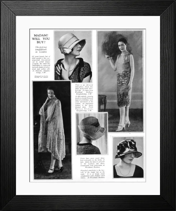 Framed Print : Shopping temptations in London showing ladies fashions, 1926 Framed Print : Shopping temptations in London showing ladies fashions, 1926
