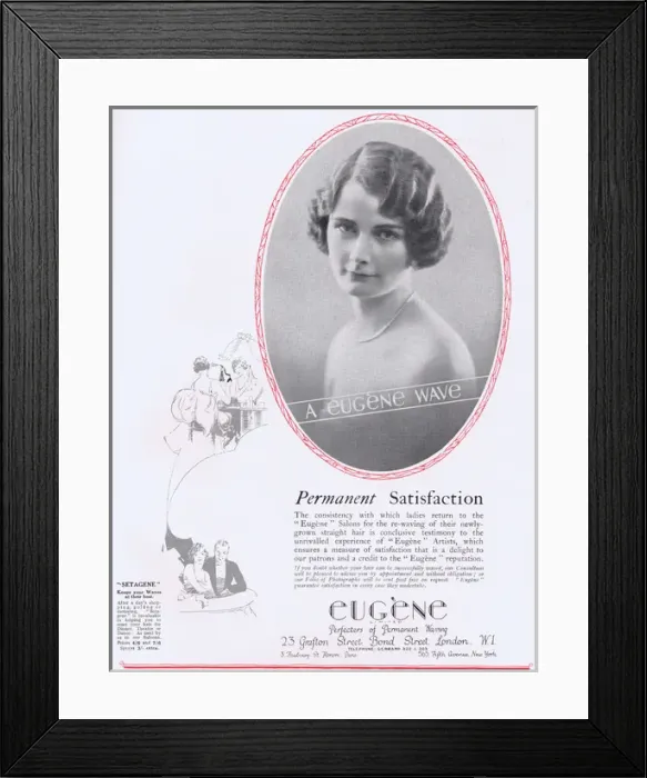 Framed Print : Hairdressing advert for Eugene, perfectors of permanent wavi Framed Print : Hairdressing advert for Eugene, perfectors of permanent wavi