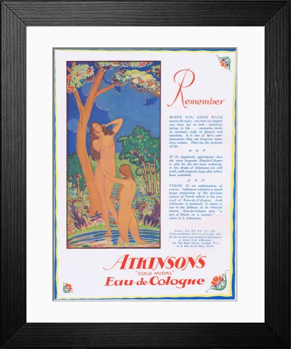 Framed Print : Advert for Atkinsons Eau de Cologne, London and Paris, 1926 Framed Print : Advert for Atkinsons Eau de Cologne, London and Paris, 1926