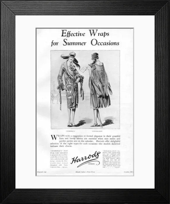 Framed Print : Effective wraps for summer occasions from Harrods, London, 1 Framed Print : Effective wraps for summer occasions from Harrods, London, 1