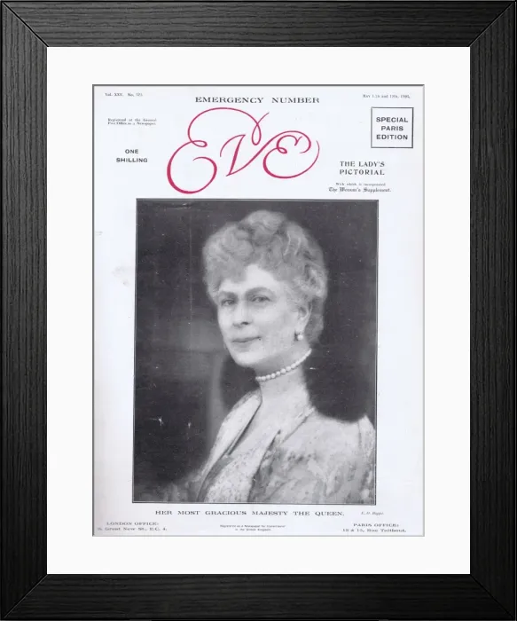 Framed Print : Front cover to Eve Magazine 12 May 1926 featuring Queen Mary Framed Print : Front cover to Eve Magazine 12 May 1926 featuring Queen Mary