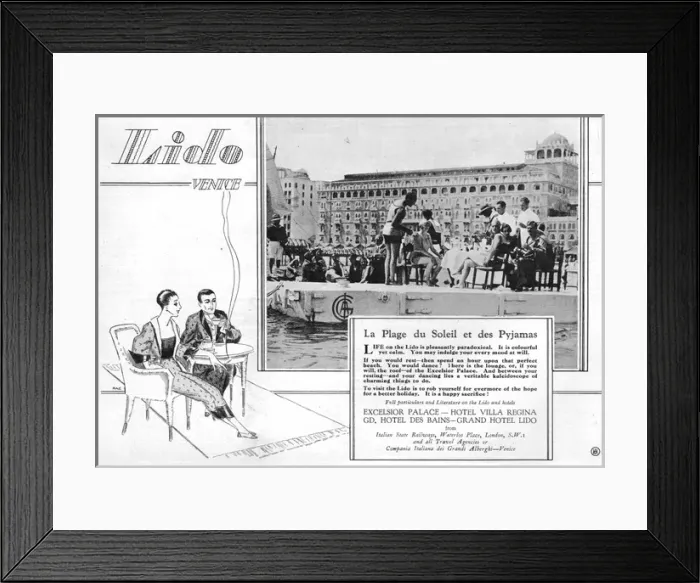 Framed Print : Advert for the Lido, Venice, 1926 Framed Print : Advert for the Lido, Venice, 1926