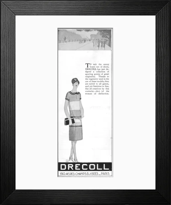 Framed Print : Advert for the fashion house of Drecoll, Paris, 1926 Framed Print : Advert for the fashion house of Drecoll, Paris, 1926