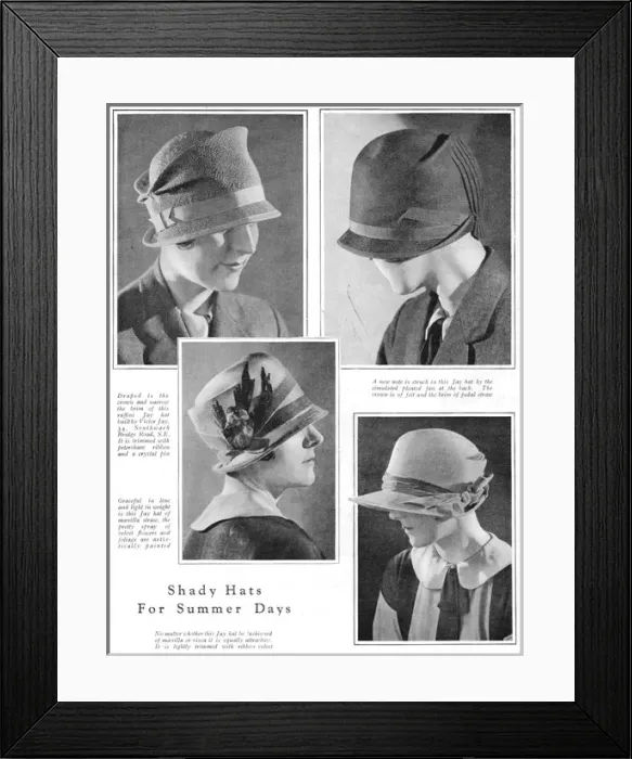 Framed Print : Shady hats from Jays for summer days in London, 1926 Framed Print : Shady hats from Jays for summer days in London, 1926
