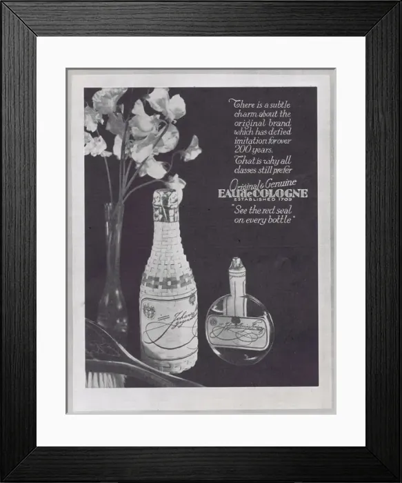 Framed Print : Advert for Eau de Cologne, 1926 Framed Print : Advert for Eau de Cologne, 1926