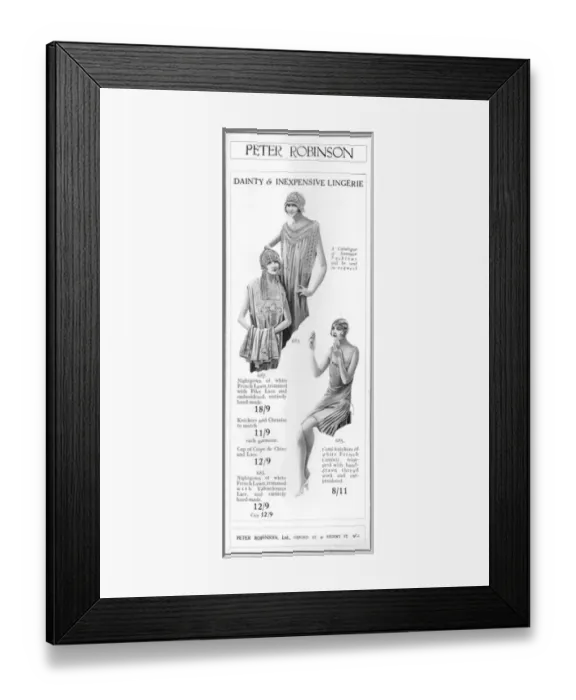 Framed Print : Advert for Lingerie at Peter Robinson Department store, Lond Framed Print : Advert for Lingerie at Peter Robinson Department store, Lond