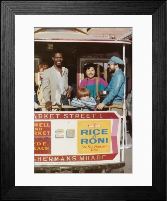 Framed Print : British Caribbean man standing at back of cable car San Fran Framed Print : British Caribbean man standing at back of cable car San Fran