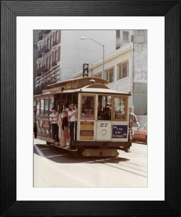 Framed Print : People standing in the cable cart in San Francisco USA Framed Print : People standing in the cable cart in San Francisco USA