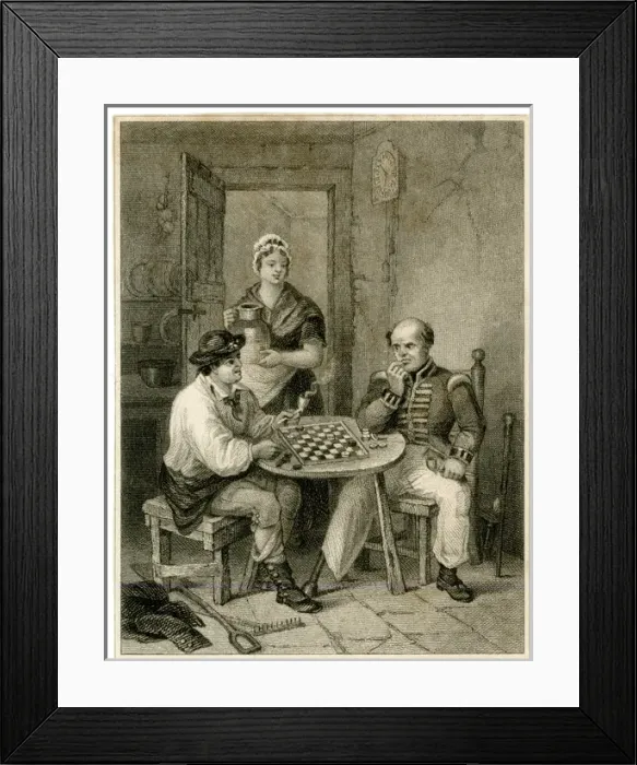 Framed Print : Two men playing draughts - The Veteran Defeated Framed Print : Two men playing draughts - The Veteran Defeated
