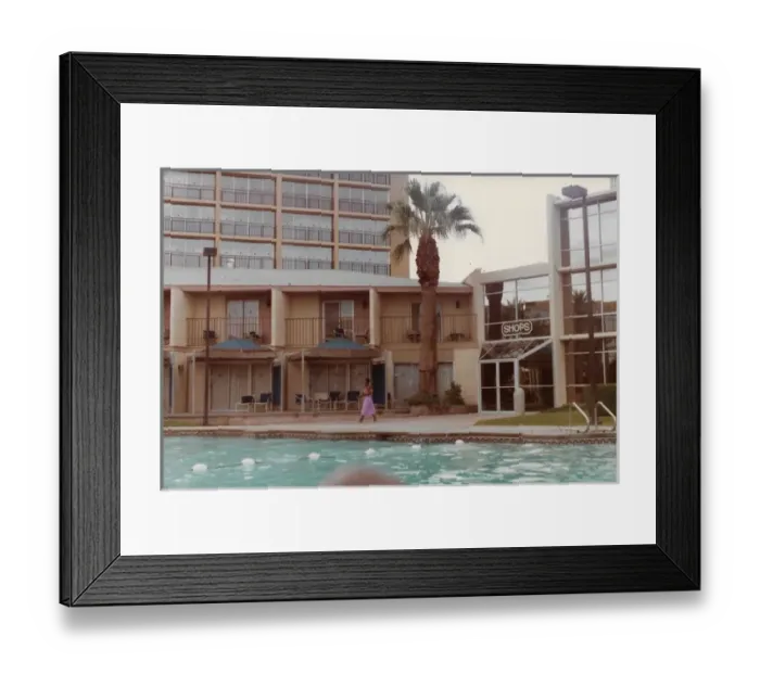 Framed Print : Lorna Holder walking by the swimming pool Framed Print : Lorna Holder walking by the swimming pool