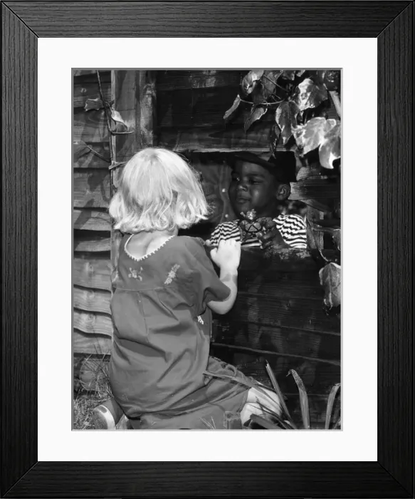 Framed Print : Conversation through the garden fence, London England Framed Print : Conversation through the garden fence, London England