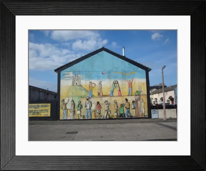 Framed Print : Wall mural of children at Belfast Framed Print : Wall mural of children at Belfast
