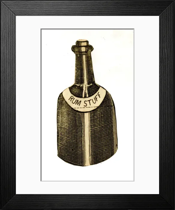 Framed Print : Card in the shape of a bottle of rum Framed Print : Card in the shape of a bottle of rum