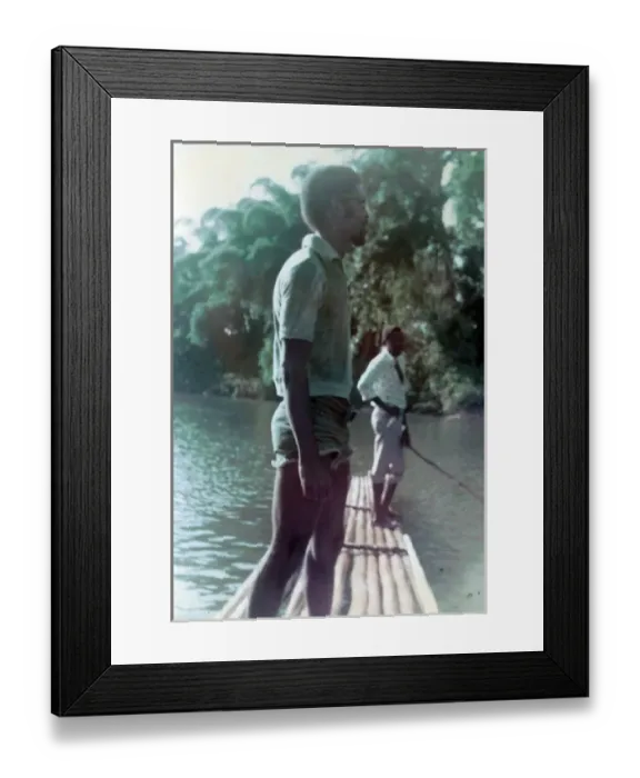 Framed Print : British Caribbean man standing on raft on the Rio Grande, Jam Framed Print : British Caribbean man standing on raft on the Rio Grande, Jam