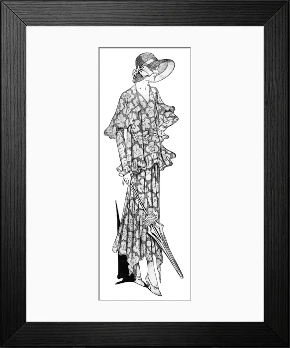 Framed Print : Printed chiffon dress and coatee Framed Print : Printed chiffon dress and coatee