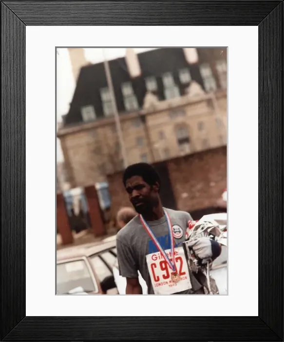 Framed Print : Close up of British Caribbean marathon runner Framed Print : Close up of British Caribbean marathon runner