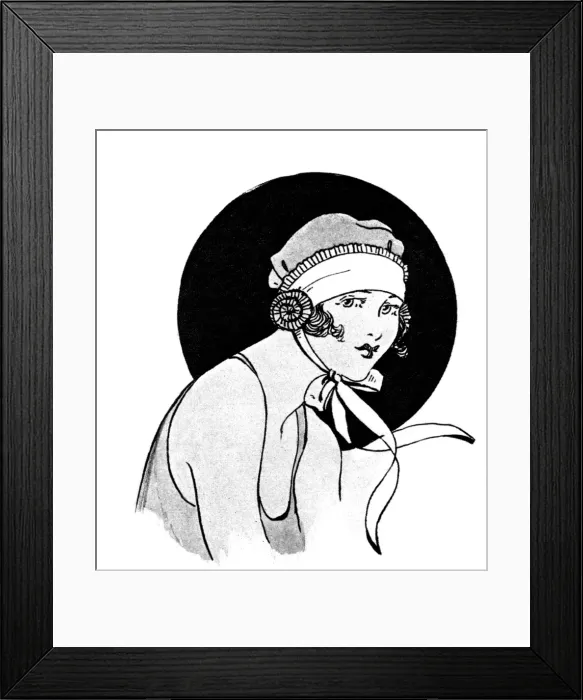 Framed Print : Fashionable lady wearing a demure bathing cap Framed Print : Fashionable lady wearing a demure bathing cap
