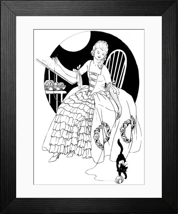 Framed Print : Needlewoman wearing a pretty hand-made embroidered frock Framed Print : Needlewoman wearing a pretty hand-made embroidered frock