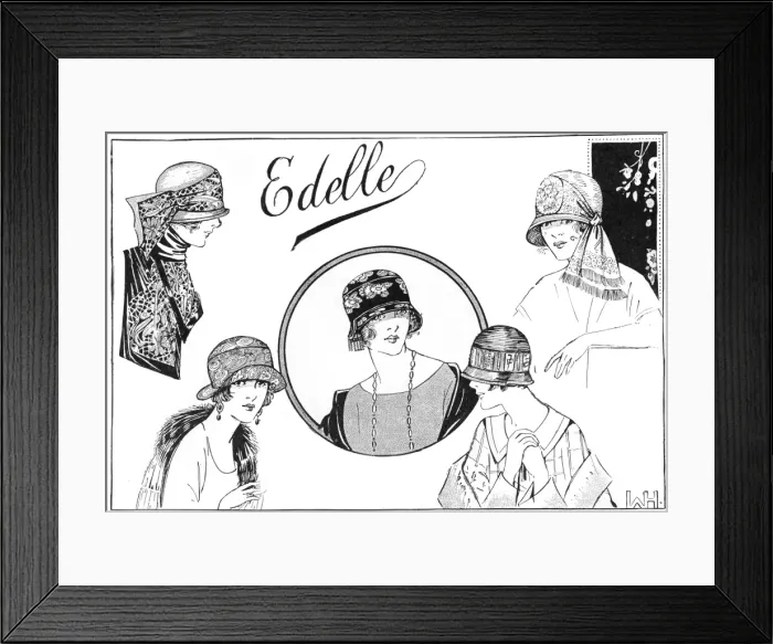 Framed Print : Stylish women wearing different headgear from Edelle Framed Print : Stylish women wearing different headgear from Edelle