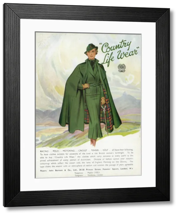 Framed Print : Advert for Country Life Wear, womens 3 piece attire 1937 Framed Print : Advert for Country Life Wear, womens 3 piece attire 1937