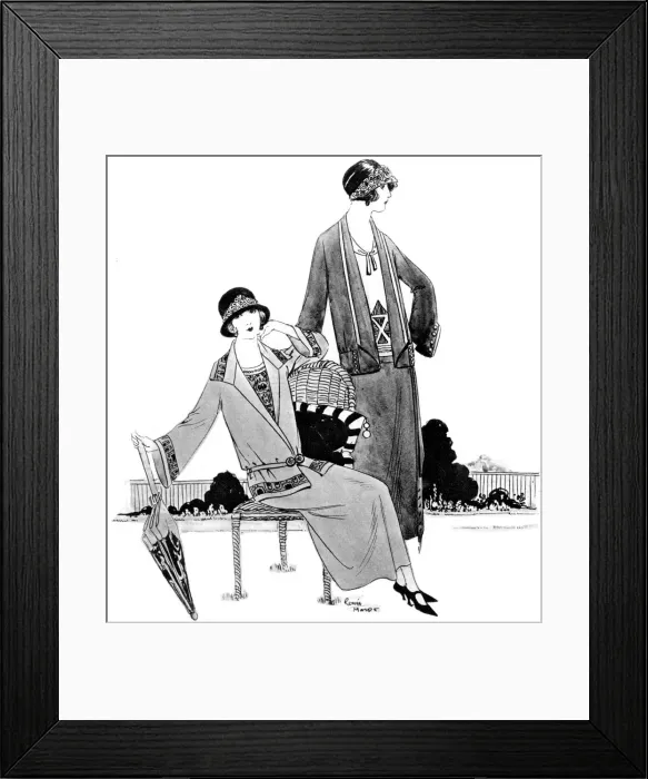Framed Print : Two fashionable ladies wear 3-piece suits by H J Nicholl Framed Print : Two fashionable ladies wear 3-piece suits by H J Nicholl