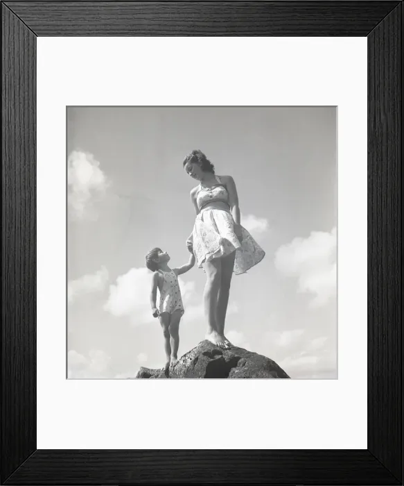 Framed Print : Woman and child on a rock Framed Print : Woman and child on a rock