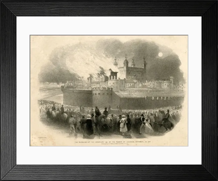 Framed Print : Burning of the Armoury, Tower of London Framed Print : Burning of the Armoury, Tower of London