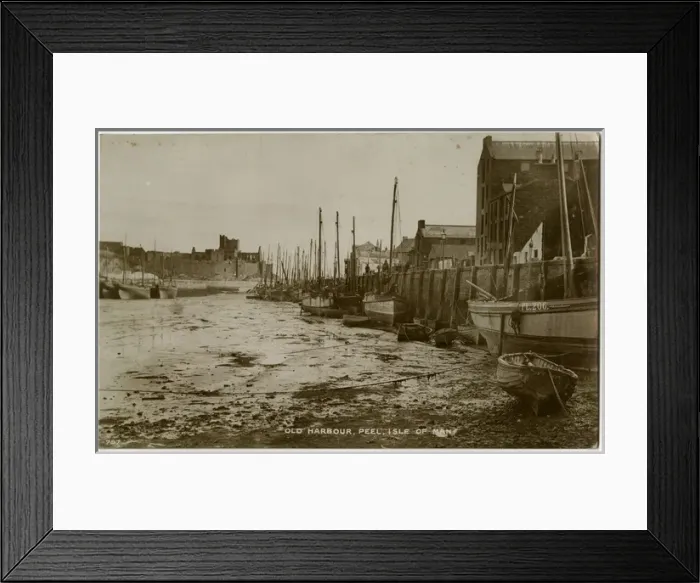 Framed Print : Isle of Man - Peel - Old Harbour and Castle ruins Framed Print : Isle of Man - Peel - Old Harbour and Castle ruins