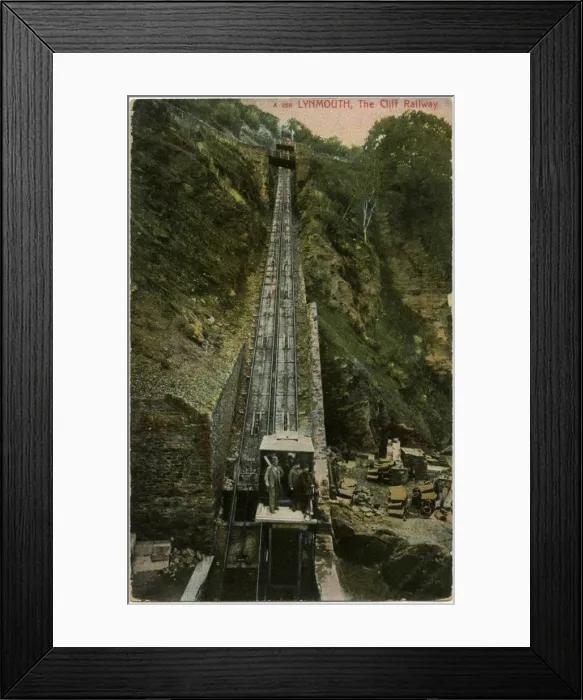 Framed Print : Funicular at Lynmouth Cliff 1909 Framed Print : Funicular at Lynmouth Cliff 1909