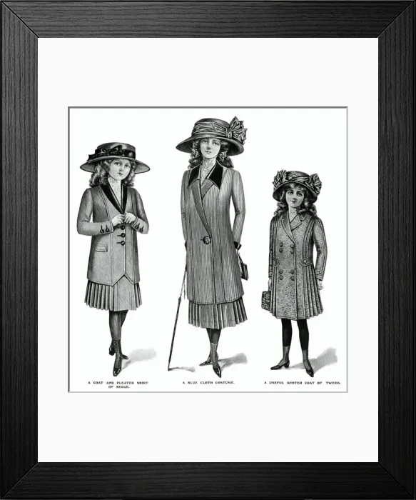 Framed Print : School costumes for girls 1909 Framed Print : School costumes for girls 1909
