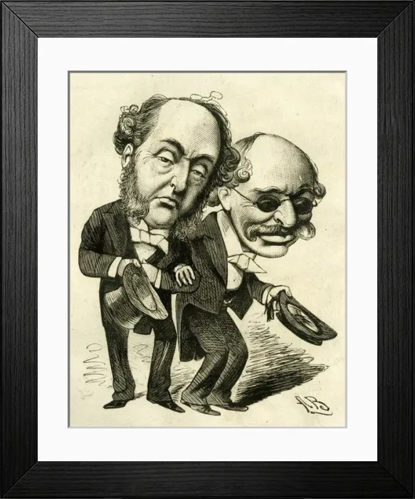 Framed Print : Cartoon, Sir Michael Costa and Sir Julius Benedict Framed Print : Cartoon, Sir Michael Costa and Sir Julius Benedict