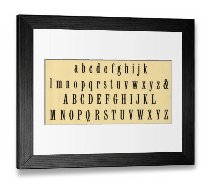 Framed Print : Condensed alphabet, upper and lower case A-Z Framed Print : Condensed alphabet, upper and lower case A-Z