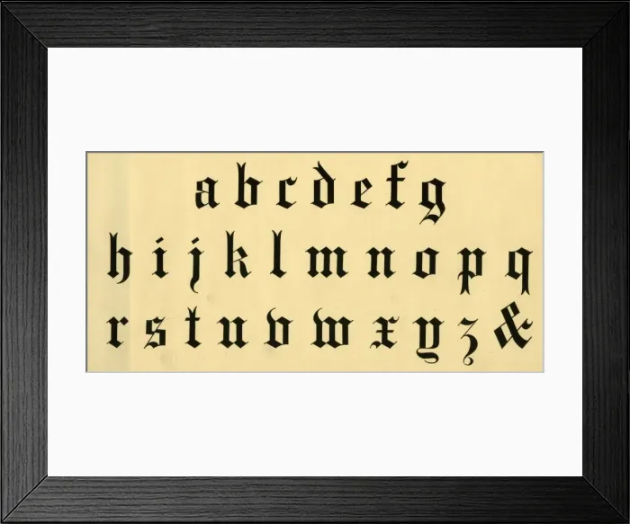 Framed Print : Ornamental church text alphabet, lower case A-Z Framed Print : Ornamental church text alphabet, lower case A-Z