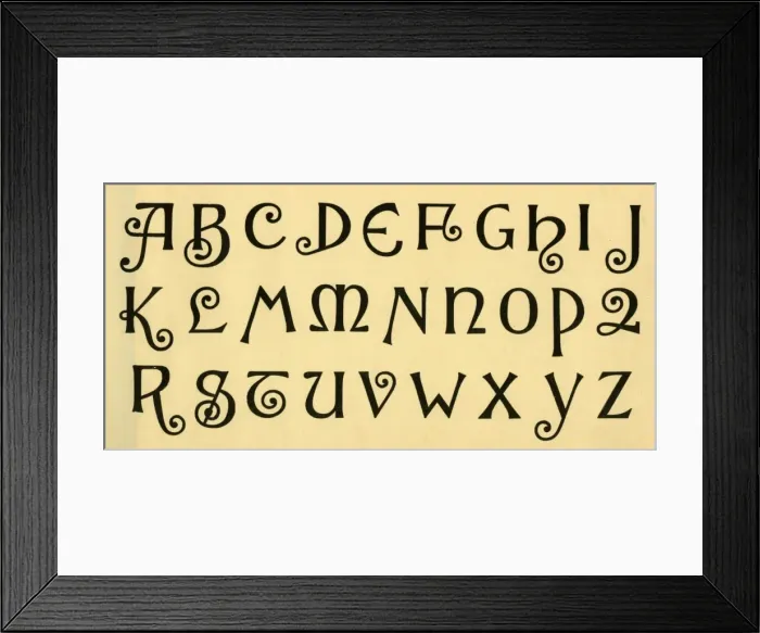 Framed Print : Ornamental script alphabet, upper case A-Z Framed Print : Ornamental script alphabet, upper case A-Z