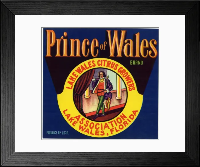 Framed Print : Label design, Prince of Wales Citrus Fruit Framed Print : Label design, Prince of Wales Citrus Fruit