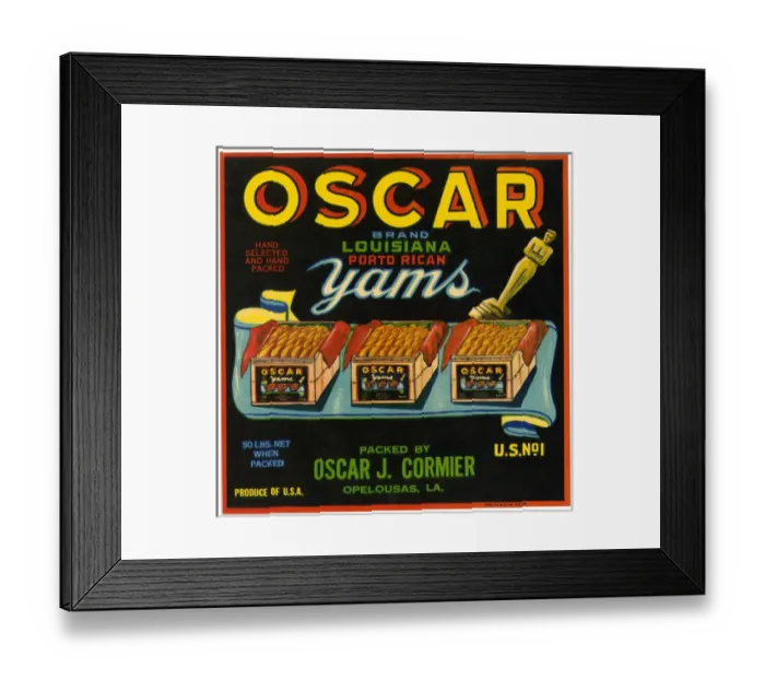 Framed Print : Label design, Oscar Yams Framed Print : Label design, Oscar Yams