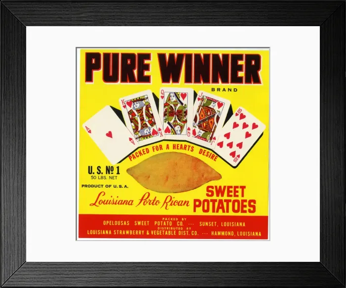 Framed Print : Label design, Pure Winner Sweet Potatoes Framed Print : Label design, Pure Winner Sweet Potatoes