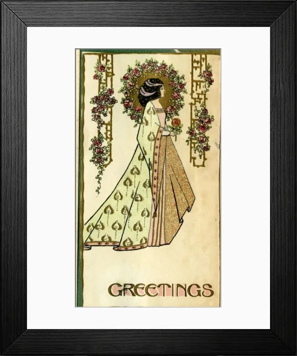 Framed Print : Greetings card in art nouveau style Framed Print : Greetings card in art nouveau style