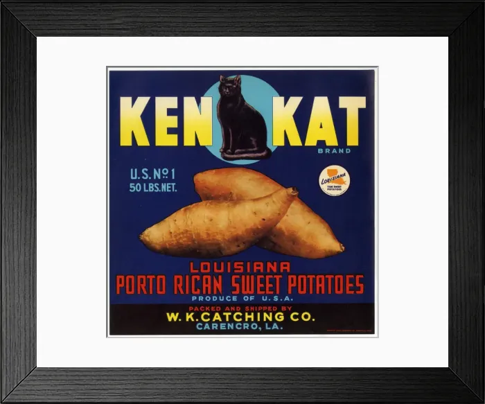 Framed Print : Label design, Ken Kat Sweet Potatoes Framed Print : Label design, Ken Kat Sweet Potatoes