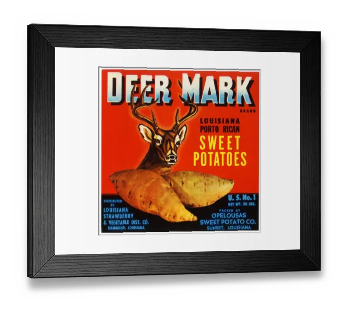 Framed Print : Label design, Deer Mark Sweet Potatoes Framed Print : Label design, Deer Mark Sweet Potatoes