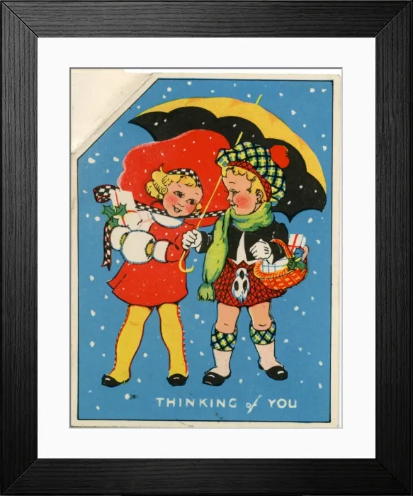 Framed Print : Christmas card, children in the snow Framed Print : Christmas card, children in the snow