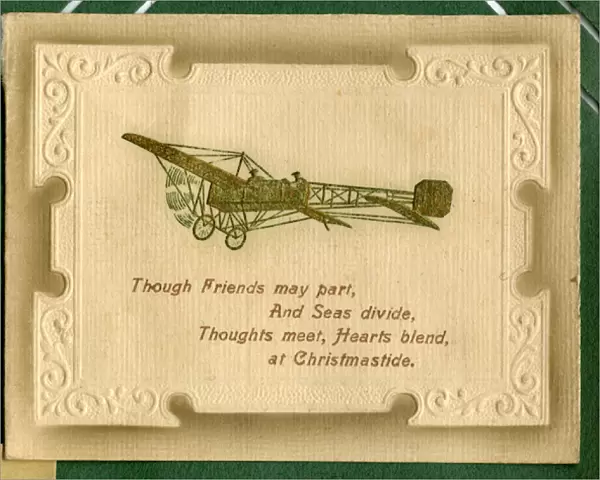 Christmas card, early aeroplane