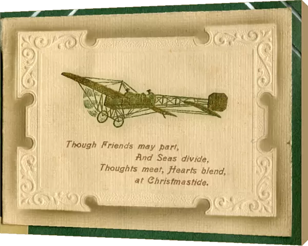 Christmas card, early aeroplane