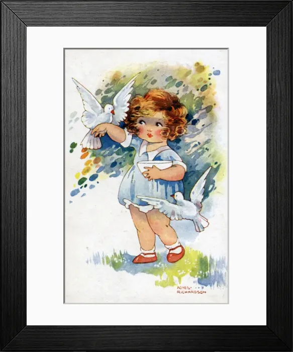 Framed Print : Girl with white doves Framed Print : Girl with white doves