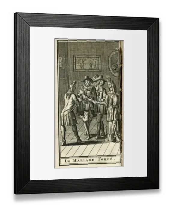 Framed Print : Scene from Molieres play, Le Mariage Force Framed Print : Scene from Molieres play, Le Mariage Force