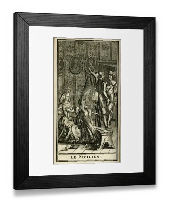 Framed Print : Scene from Molieres play, Le Sicilien Framed Print : Scene from Molieres play, Le Sicilien