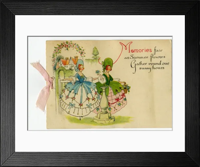 Framed Print : Greetings card, two ladies in a summer garden Framed Print : Greetings card, two ladies in a summer garden