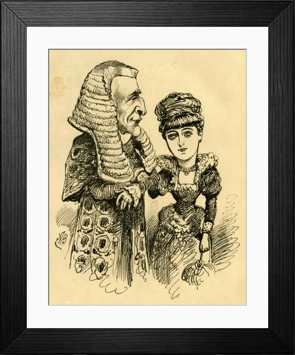 Framed Print : Cartoon, Lord Cairns and Miss Fortescue Framed Print : Cartoon, Lord Cairns and Miss Fortescue