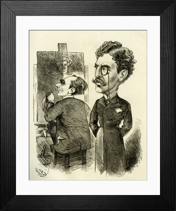 Framed Print : Cartoon, A W Pinero and Sir Squire Bancroft Framed Print : Cartoon, A W Pinero and Sir Squire Bancroft